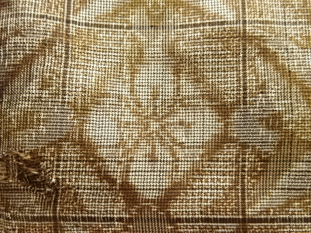 JAPANESE KIMONO / ANTIQUE CHECKERED PATTERN / WOVEN- HANA-BISHI MOTIF 